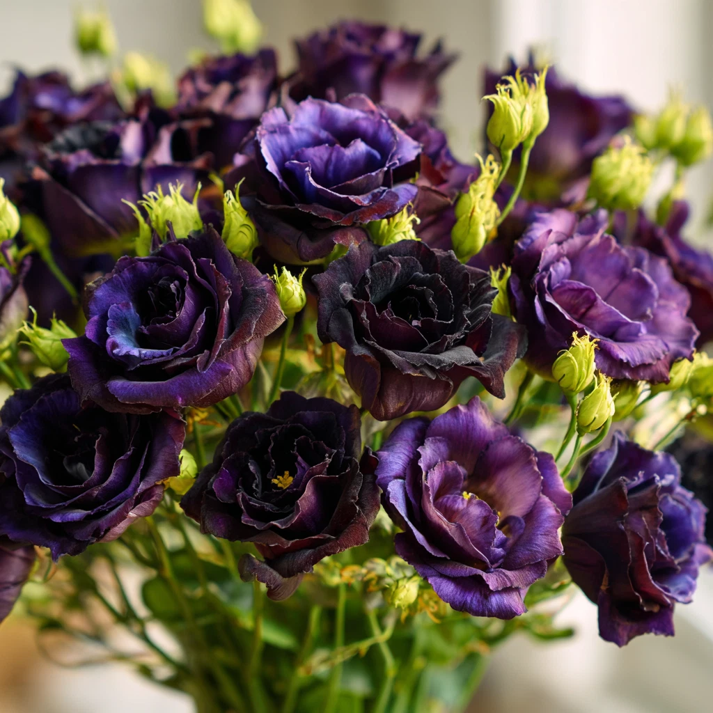 Rosanne Black Pearl F1 Lisianthus Seeds 25 Count | Dark Purple Eustoma Flower Seeds for Garden Growing